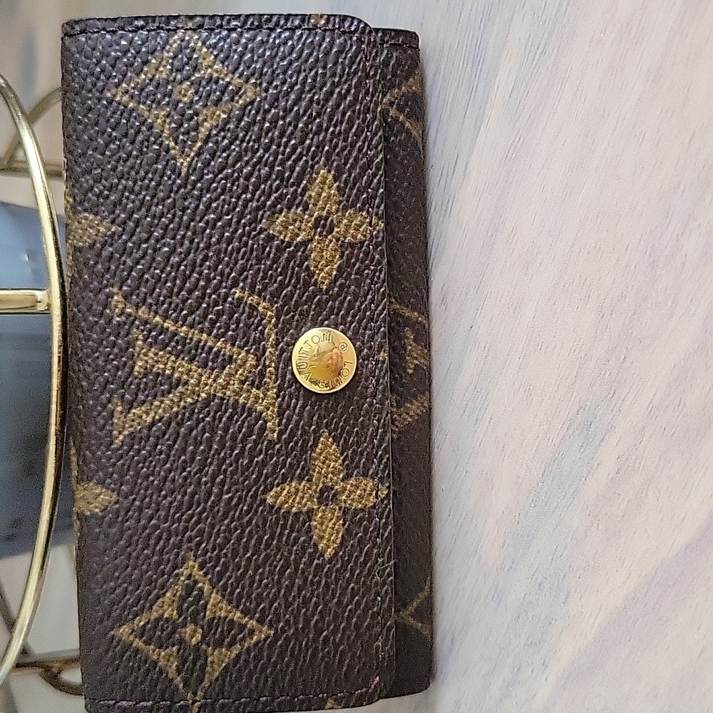 🍒 Louis Vuitton Brown Monogram Key & Card Holder - Picture 1 of 9